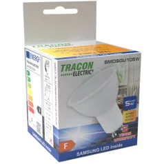   Tracon 230V,50Hz,GU10,5W,450lm,4000K,120°,SAMSUNG chip, EEI=F SMDSGU105NW Műanyag házas SMD LED spot fényforrás SAMSUNG chippel 5997374219310