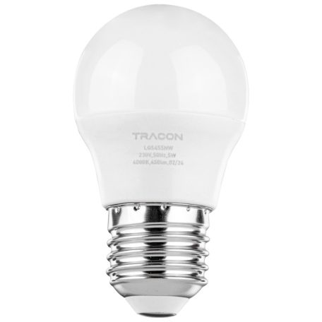 Tracon 230V,50Hz,5W,4000K,E27,450lm,180°,G45,SAMSUNG chip, EEI=F LGS455NW Gömb burájú LED fényforrás SAMSUNG chippel 5997374219167