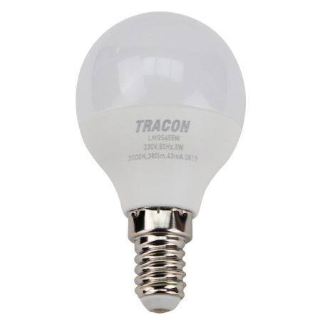 Tracon 230V,50Hz,5W,4000K,E14,460 lm,180°,G45,SAMSUNG chip, EEI=F LMGS455NW Gömb burájú LED fényforrás SAMSUNG chippel 5997374219266
