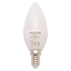   Tracon 230 V, 50 Hz, 7 W, 4000 K, E14, 600 lm, 180°, EEI=F LGY7NW Gyertya burájú LED fényforrás, tejüveg 5997374206358