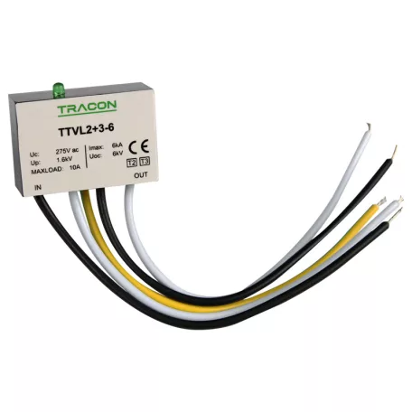 Tracon Un=230-275VAC, 3/6kA, Up=1,5kV, IP20 TTVL2+3-6 Túlfeszültség levezető 5997374233422