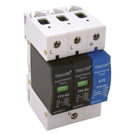 Tracon 25kA, 2+1P TTV-BC225-2 Túlfeszültségvédő készülék, 2.-es típus, csillagpontos 5997374155458