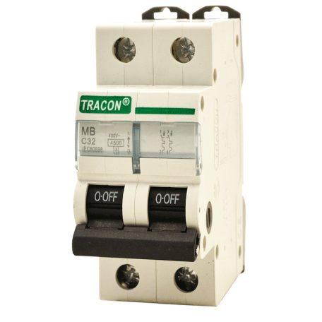 Tracon 25A, 4,5 kA MB-2C-25 Kismegszakító, 2 pólus, C karakterisztika 5997374199520