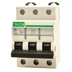   Tracon 63A, 4,5 kA MB-3C-63 Kismegszakító, 3 pólus, C karakterisztika 5997374199766