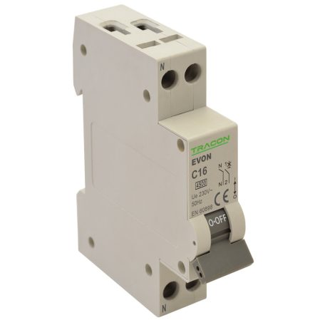 Tracon 32A, C, 1P+N, 4,5kA EVONC32 Kismegszakító, 1+N pólus, C karakterisztika 5997374208307