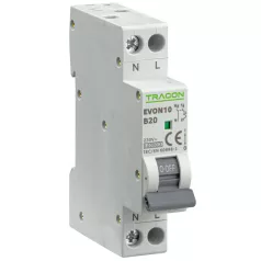   Tracon 20A, B, 1P+N, 10kA EVON10B20 Kismegszakító, 1+N pólus, B karakterisztika 5997374235518