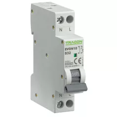   Tracon 32A, B, 1P+N, 10kA EVON10B32 Kismegszakító, 1+N pólus, B karakterisztika 5997374235549