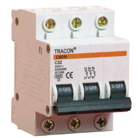Tracon 4A, 6kA B60-4-3 Kismegszakító, 3 pólus, B karakterisztika 5997374116947