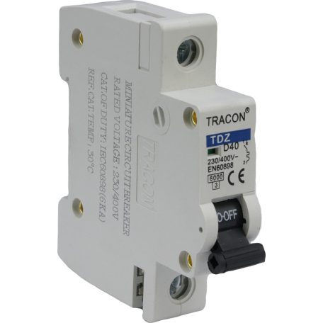 Tracon 6A, 6kA TDZ-1D-6 Kismegszakító, 1 pólus, D karakterisztika 5997374124782
