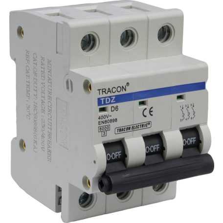 Tracon 1A, 6kA TDZ-3D-1 Kismegszakító, 3 pólus, D karakterisztika 5997374124997