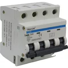   Tracon 50A, 6kA TDZ-4D-50 Kismegszakító, 4 pólus, D karakterisztika 5997374138130