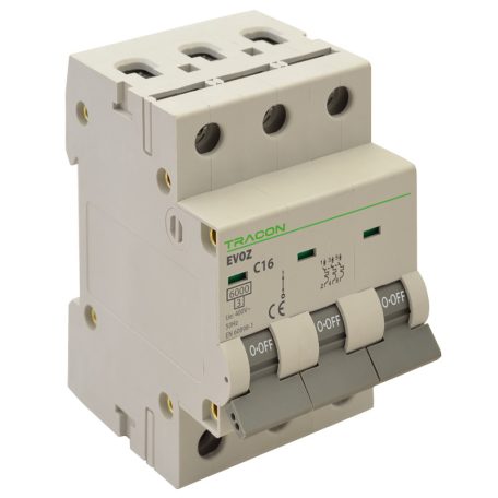 Tracon 50A, B, 3P, 6kA EVOZ3B50 Kismegszakító, 3 pólus, B karakterisztika 5997374208680