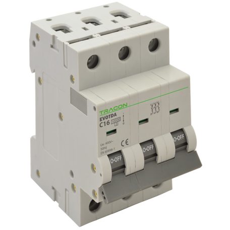 Tracon 2A, B, 3P, 10kA TDA-3B-2 Kismegszakító, 3 pólus, B karakterisztika 5997374179966