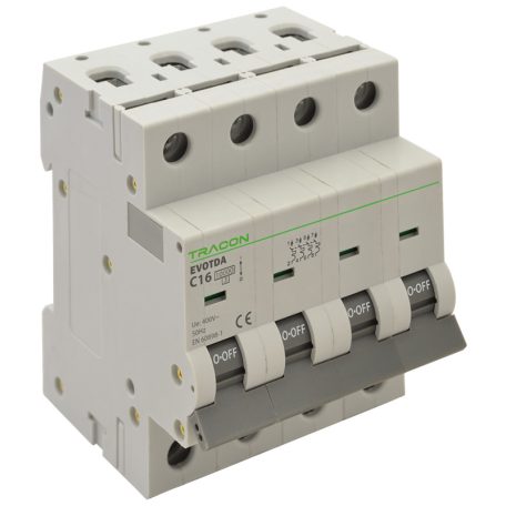 Tracon 2A, B, 4P, 10kA TDA-4B-2 Kismegszakító, 4 pólus, B karakterisztika 5997374180092