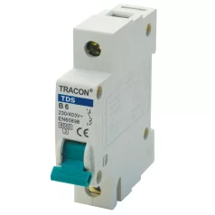   Tracon 1A, 6kA TDS-1C-1 Kismegszakító, színes karral, 1 pólus, C karakterisztika 5997374163262