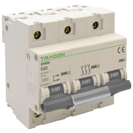 Tracon 100A, 3P,10kA EVOH3100 Kismegszakító, nagyáramú, 3 pólus, C karakterisztika 5997374209458
