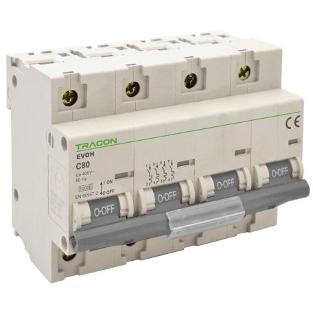 Tracon 80A, 4P,10kA EVOH480 Kismegszakító, nagyáramú, 4 pólus, C karakterisztika 5997374209489