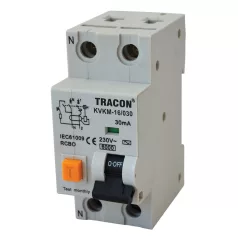   Tracon 40A, 30 mA, 6kA, AC KVKMB-40/030 Kombinált védőkapcsoló, 2P, 2 modul, B karakterisztika 5997374194709