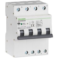   Tracon B25A, 30 mA, 10kA, A EVOK4B2503 Kombinált védőkapcsoló, 4P, 4modul, B karakterisztika 5997374230636