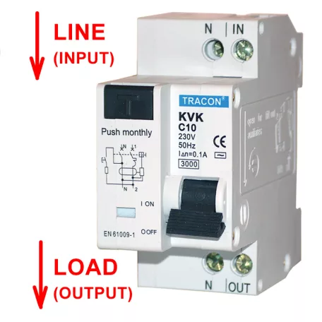 Tracon 20A, 100mA, 3kA, AC, E3 KVKB-20/10 Kombinált védőkapcsoló, 2P, 2 modul, B karakterisztika 5997374156219