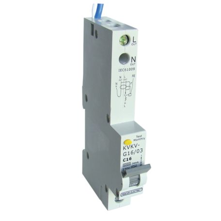 Tracon 16A, 100mA, 6kA, A/AC, E3 KVKV-G16/100 Kombinált védőkapcsoló, 2P, 1 modul, C karakterisztika 5997374172516