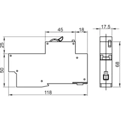   Tracon 25A, 100mA, 10kA, AC, E3 KVKV-25/10 Kombinált védőkapcsoló, 2P, 1 modul, C karakterisztika 5997374162999