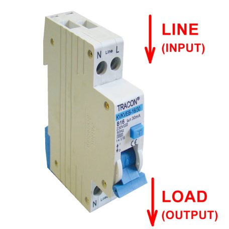 Tracon B10, 100mA, 6kA, AC, E3 KVKVEB-10/100 Kombinált védőkapcsoló, elektronikus, 2P, 1 modul, B kar. 5997374176903