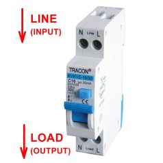   Tracon C10, 30mA, 6kA, AC, E3 KVKVE-10/30 Kombinált védőkapcsoló, elektronikus, 2P, 1 modul, C kar. 5997374177016