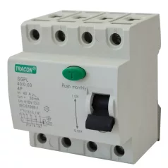   Tracon 25A, 300mA, 4,5 kA, 4P RB4-25300 Áram-védőkapcsoló, 4 pólusú 5997374199872