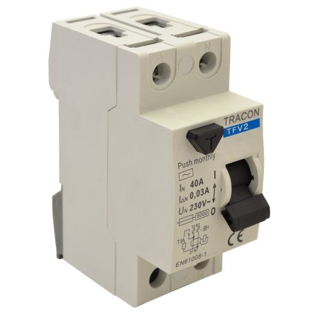Tracon 16A, 300mA, 6kA, AC TFV2-16300 Áram-védőkapcsoló, 2 pólusú 5997374164603