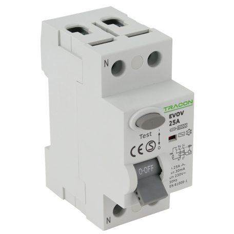 Tracon 63A, 30mA, 6kA, AC EVOV2P6303 Áram-védőkapcsoló, 2 pólusú 5997374209540
