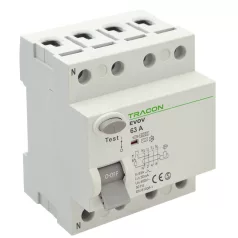   Tracon 80A, 100mA, 6kA, AC EVOV4P801 Áram-védőkapcsoló, 4 pólusú 5997374209755