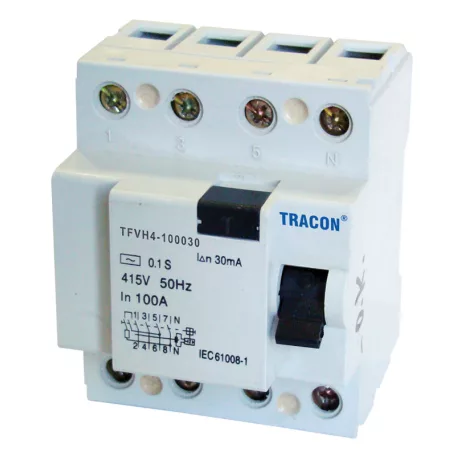 Tracon 100A, 300mA, 6kA, AC TFVH4-100300 Áram-védőkapcsoló, nagyáramú, 4 pólusú 5997374169707