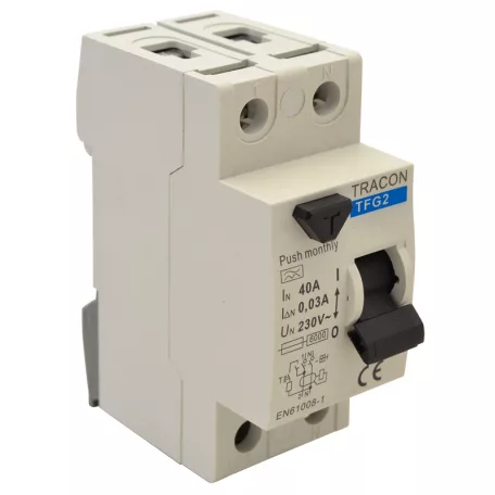 Tracon 63A, 30mA, 6kA, A / AC TFG2-63030 Áram-védőkapcsoló, 2 pólusú 5997374138482
