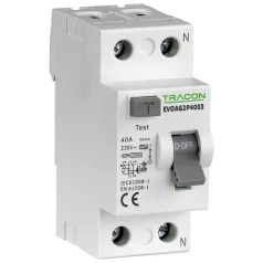   Tracon 100A, 30mA, 10kA, AC EVOAV2P10003 Áram-védőkapcsoló, 2 pólusú 5997374230230