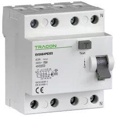   Tracon 80A, 30mA, 10kA, AC EVOAV4P8003 Áram-védőkapcsoló, 4 pólusú 5997374230322