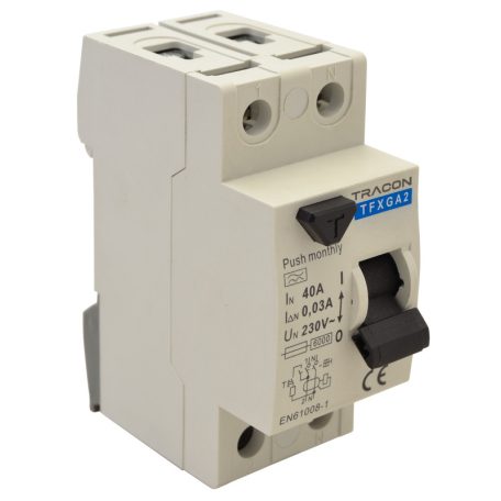 Tracon 40A, 30mA, 10kA, G/A (ÖVE E 8601) TFXGA2-40030 Áram-védőkapcsoló, 2 pólusú G/A 5997374231299