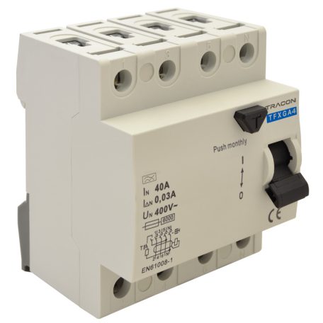 Tracon 63A, 30mA, 10kA, G/A (ÖVE E 8601) TFXGA4-63030 Áram-védőkapcsoló, 4 pólusú G/A 5997374231343