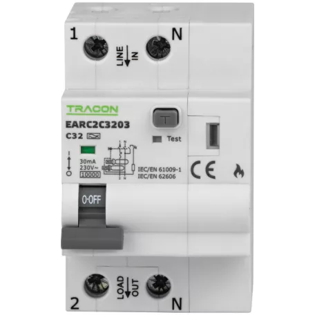 Tracon B32A, 30 mA, 6kA, A EARC2B3203 AFDD Ív kisülés érzékelő, MCB,RCD 5997374229821