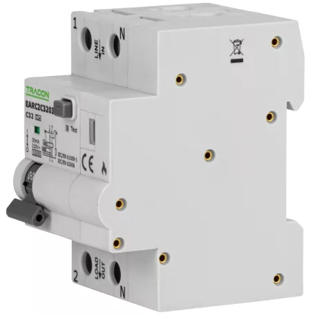 Tracon C16A, 30 mA, 6kA, A EARC2C1603 AFDD Ív kisülés érzékelő, MCB,RCD 5997374229876