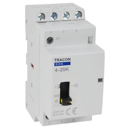 Tracon 230V AC, 50Hz, 2 Mod, 4×NO, AC1/AC7a, 25A SHK4-25K Installációs kontaktor 5997374214599