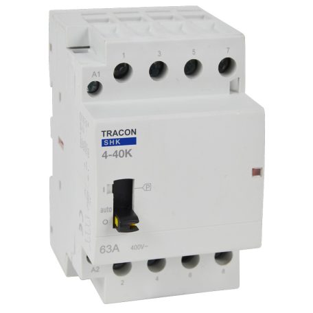 Tracon 230V AC, 50Hz, 3 Mod, 4×NO, AC1/AC7a, 40A SHK4-40K Installációs kontaktor 5997374214629