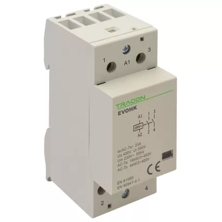 Tracon 230V, 50Hz, 2 Mod, 2×NO, AC1/AC7a, 40A, EVOHK2-40 Installációs kontaktor 5997374210645