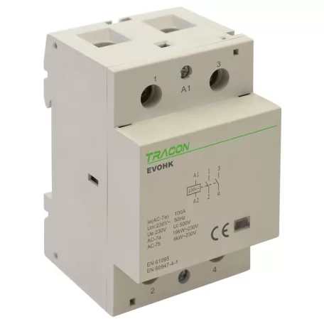 Tracon 230V, 50Hz, 3 Mod, 2×NO, AC1/AC7a, 100A, EVOHK2-100 Installációs kontaktor 5997374210676