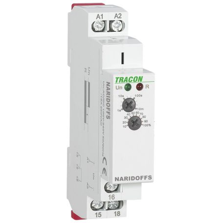 Tracon AC/DC 12-240V, 0,1s-10m, 16A/AC1, 250VAC/24VDC NARIDOFFS Elengedéskésleltetéses tápfeszültség vezérelt időrelé 5997374211703