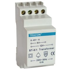   Tracon 230V / 4-8-12V AC, max.8 VA BT-8/1 Biztonsági (csengő) transzformátor 5997374146630