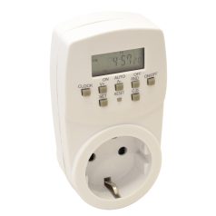   Tracon 230V, 16A, IP20 TKO-DHE Dugaszolható elektronikus kapcsolóóra, heti 5997374125123