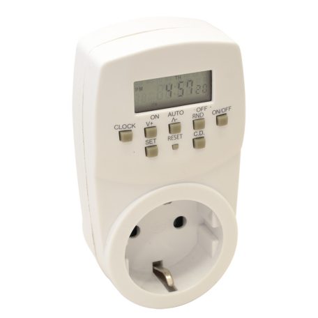 Tracon 230V, 16A, IP20 TKO-DHE Dugaszolható elektronikus kapcsolóóra, heti 5997374125123