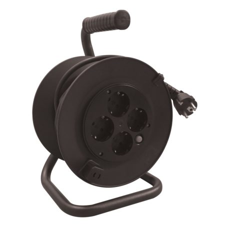 Tracon 4×SCHUKO, 20m, 250V AC, 16A, 3×1,5mm2, H05VV-F, IP20 KD-4/20-B Kábeldobos hosszabbító, fémvázzal 5997374111799