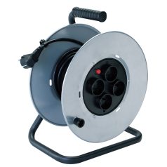   Tracon 4×SCHUKO, 50m, 250V AC, 16A, 3×1,5mm2, H05VV-F, IP20 KD-4/50-B Kábeldobos hosszabbító, fémvázzal 5997374111942